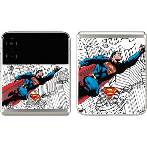 DC Comics Superman Super Speed Flying Over City Galaxy Z Flip3 5G Skin